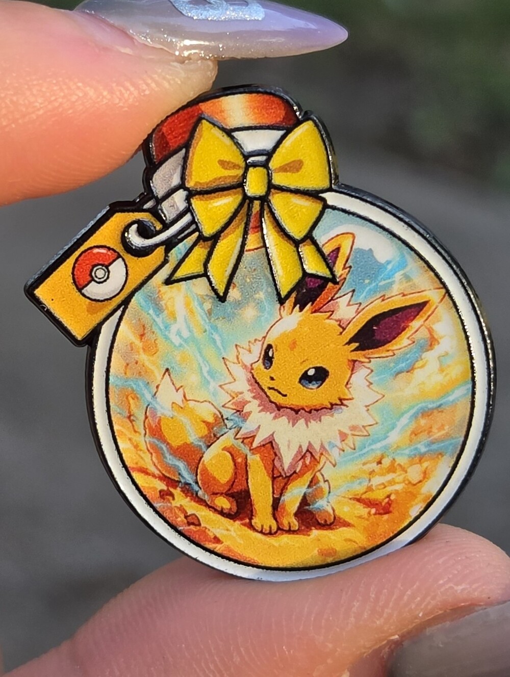 Pokemon Eevee Charm Pendant - Yellow and Orange Artwork